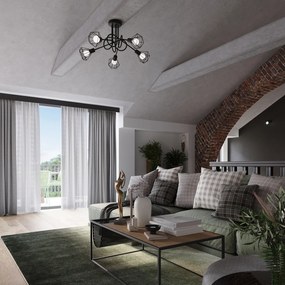 Stropné svietidlo Artemis, 5x čierne drôtené tienidlo