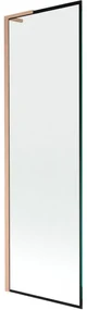 Mexen Next L, 1-krídlová vaňová zástena 60 x 150 cm, 6mm číre sklo-čierny vzor, medený profil, 895-060-000-03-70-65
