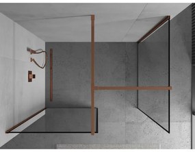 Mexen Kioto, 2-stenová sprchová zástena Walk-In 160 x 100 cm, 8mm číre sklo čierny vzor, ružové zlato profil, 800-160-202-60-70-100