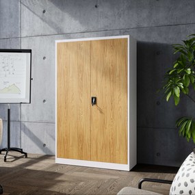 Kovová kancelárska skrinka Biely/ Zlatý dub: Eco Design JAN II