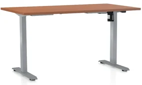 Výškovo nastaviteľný stôl OfficeTech A, 140 x 80 cm, sivá podnož, čerešňa