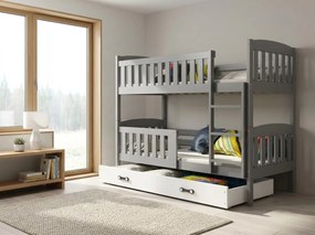 Poschodová posteľ KUBO 200x90 | grafitová - biela