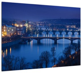 Sklenený obraz pražských mostov (70x50 cm)