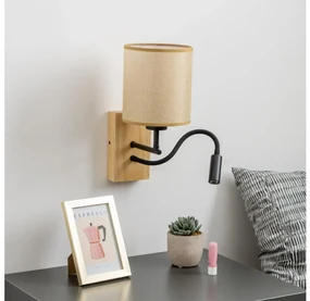 Brilagi - LED Nástenná lampa NUBILA WOOD 1xE27/25W/230V +LED/3W dub/svetlohnedá BG1564Q