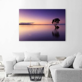 Obraz na plátně Přírodní strom Fialové jezero - 90x60 cm