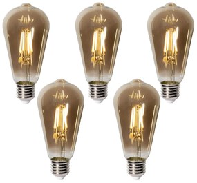 Sada 5 ks E27 dimbare LED lamp ST64 smoke glas 5W 450 lm 2700K