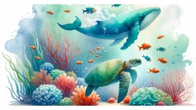 Obraz korytnačka a veľryba v oceáne