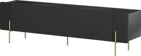 TV skrinka Malmi 200 cm - čierny mat / zlatá