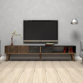TV stolík Milan 180 cm orech/čierny mramor