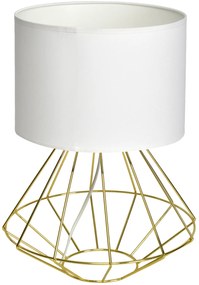 Stolná lampa Lupo, 1x biele textilné tienidlo, g