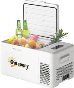 Outsunny 16,8 Litrová Kompresorová Elektrická Chladička Mini Chladnička až do -20℃ s LED ECO Módovým Pripojením Tichá Mraznička Thermobox 12/230 Volto
