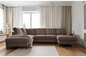 Hnedá menčestrová rozkladacia rohová pohovka (ľavý roh) Lofty Lilly – Miuform