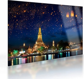 Sklenený obraz - Lampióny šťastia, Bangkok (70x50 cm)