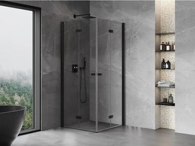 Mexen Mist-F Duo, skladací sprchový kút 70 x 70 cm, číre sklo, čierny profil, 8A6-070L-070P-70-00