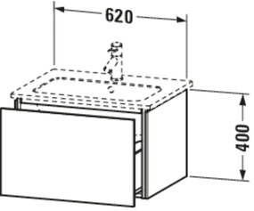 DURAVIT L-Cube závesná skrinka pod umývadlo, 1 zásuvka, 620 x 481 x 400 mm, biela vysoký lesk, LC614002222