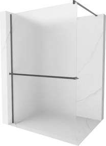 Mexen Kioto+, sprchová zástena Walk-In s poličkou a vešiakom 70 x 200 cm, 8mm sklo námraza, grafitový profil, 800-070-121-66-30