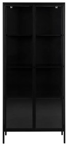 Čierna kovová vitrína Actona Newcastle, výška 180 cm