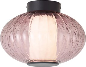 Dizajnové stropné svietidlo čierne 28 cm s fialovým sklom vrátane LED 3-stupňové stmievateľné - Margherite