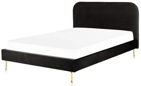 Zamatová posteľ 140 x 200 cm čierna FLAYAT Beliani