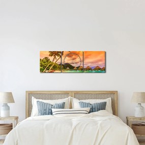 Obraz - Ostrov Bora Bora (s hodinami) (90x30 cm)