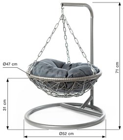 Závesné hojdacie kreslo pre mačky LILY - sivé