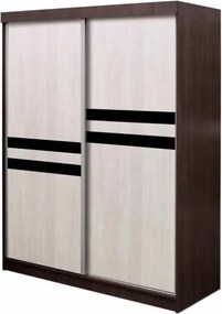 Šatníková skriňa Asturia 150 cm, biela / čierne sklo