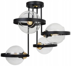 Stropné svietidlo Haga Ring, 4x transparentné sklenené tienidlo (výber z 3 farieb uchytenia)