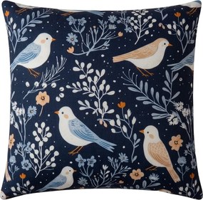 Obliečka na vankúš z mikrovlákna DENIM BIRDS 45x45 cm, modrá