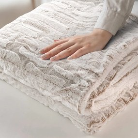 Béžová deka z mikroplyšu 180x220 cm Lynx – douceur d'intérieur