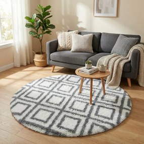 Protišmykový koberec DECOR biely / sivý kruh