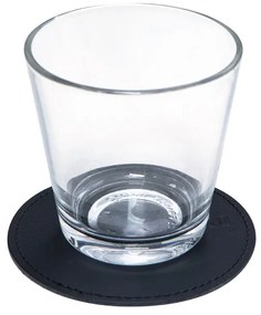Podtácok 10cm, recyklovaná koža / čierny