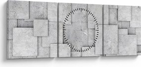 Obraz - Abstrakcia betónových kachličiek (s hodinami) (90x30 cm)