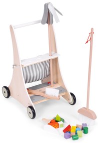 Detský drevený vozík na upratovanie, béžový, ECOTOYS