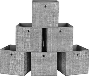 Skladacie úložné boxy, sada 6 ks, sivá farba