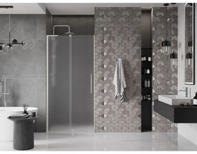 Mexen Velar L, posuvné sprchové dvere do otvoru 90 cm, 8mm sklo námraza, brúsená oceľ, 871-090-003-31-97