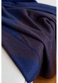 Vlnená deka Rinne 130x180, modro-hnedá