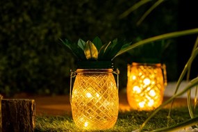 Záhradná lampa LED solárna lucerna Závesná nádoba ANANAS Glass 3000K