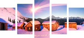 5-dielny obraz zasnežená horská dedinka Varianta: 100x50