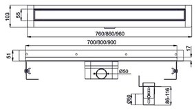 Mereo, Sprchový set: zasúvacie trojdielne sprchové dvere 90x190, 6mm Point sklo, chrómový profil a sprchovací žľab k stene vr. roštu, MER-CK80622KZ