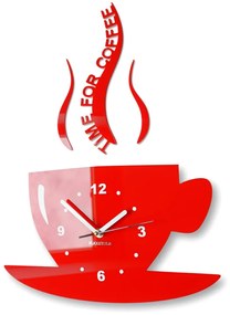 Nástenné hodiny Time for coffee červená