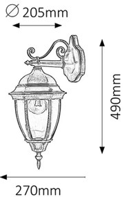 Rabalux 8381 - Vonkajšie nástenné svietidlo TORONTO 1xE27/100W/230V