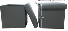 Skladací taburet, ekokoža sivá, TELA NEW