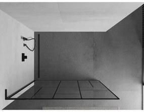 Mexen Kioto L, sprchová zástena Walk-In 90 x 200 cm, 8mm číre sklo čierny vzor, čierny profil, 800-090-103-70-78
