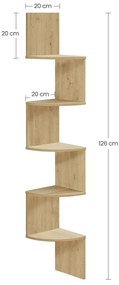Nástenná rohová polica ESTANTE, 5 políc v dekore dub artisan, 126x20cm