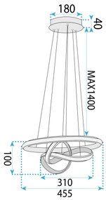 Toolight Toolight, LED závesné osvetlenie 45cm, 68W, 3000K, 3500lm, LHJ035-CP, zlatá, OSW-50048