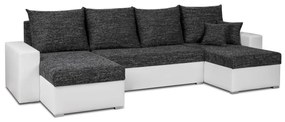 Rohová sedacia súprava s funkciou spania LEO-U Čierna/biela