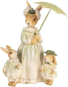 Dekorácia králičia mamka s králikmi a paraplíčkom - 16*11*21 cm