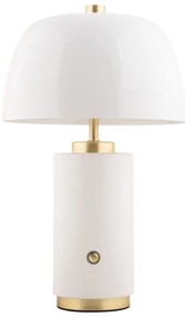 Biela LED stmievateľná stolová lampa s kovovým tienidlom (výška 30 cm) Freya – Leitmotiv