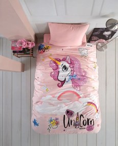 Kvalitex Bavlnené obliečky 140x200 + 70x90 cm - Unicorn ružové