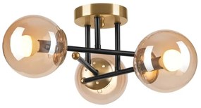 Prisadený luster MALENA 3xE14/5W/230V zlatá/čierna/dymová béžová
